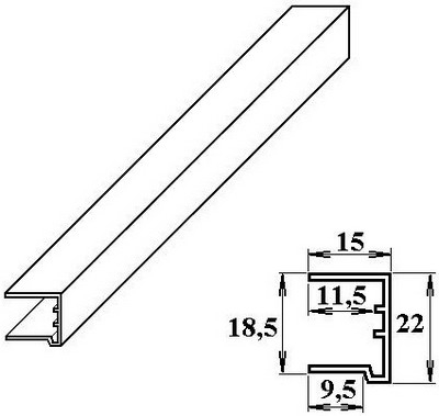 Ukončovací U-profil PVC 16 mm bílý 2,1 m