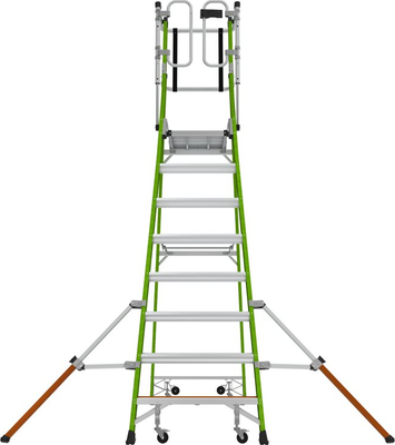 Safety Cage 8 pojízdný plošinový žebřík z nevodivého Fiberglass s klecí Little Giant